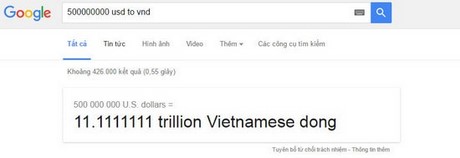500 triệu usd bằng bao nhiêu tiền Việt Nam?