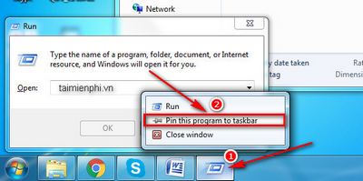 Thêm Run Command vào Taskbar trên Windows 7/8/10