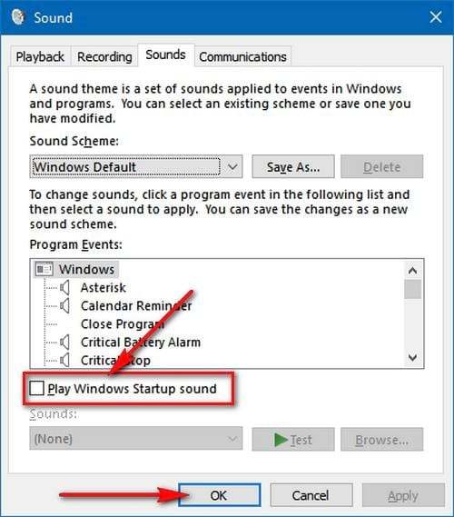 bat tat am thanh khoi dong tren windows 10 2