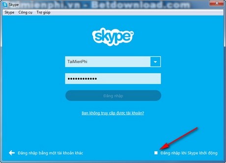 Bỏ trạng thái tự động đăng nhập của Skype