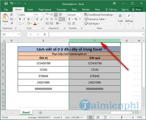 Các cách viết số 0 ở đầu dãy số trong Excel