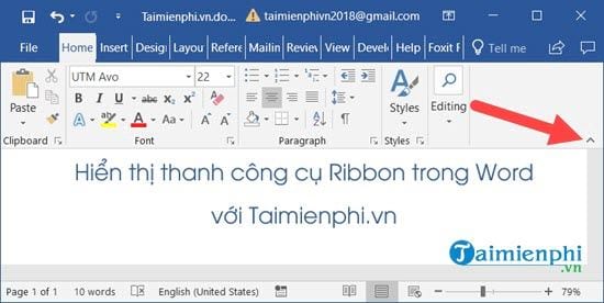 Cách ẩn, hiện thanh công cụ Ribbon trong Word, Excel 1