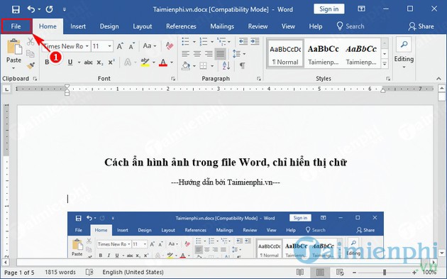 Cách ẩn hình ảnh trong file Word, chỉ hiển thị chữ