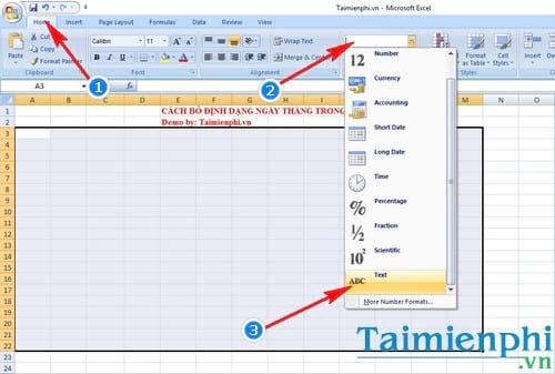 cach bo dinh dang ngay thang trong excel 2