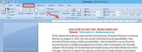 Cách căn lề để in 2 mặt giấy trong Word 2007