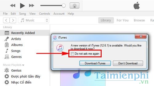 Cách chặn iTunes hỏi update, không cho iTunes hỏi cập nhật