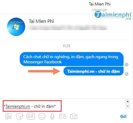 cach chat chu in nghieng in dam gach ngang trong facebook messenger 2