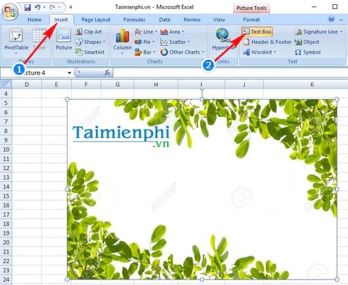 cach chen chu vao anh trong excel 2