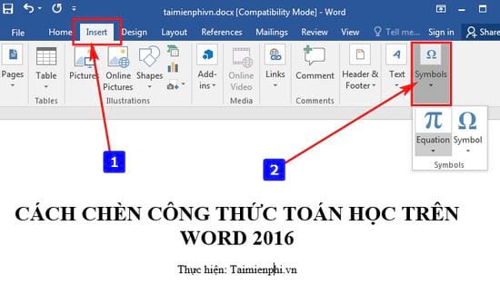cach chen cong thuc toan hoc tren word 2016 2