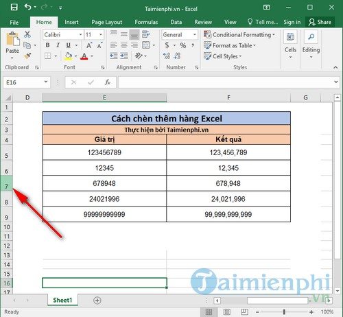 [TaiMienPhi.Vn] Cách chèn thêm hàng trong Excel 2016, 2013, 2007, 2010, 2003