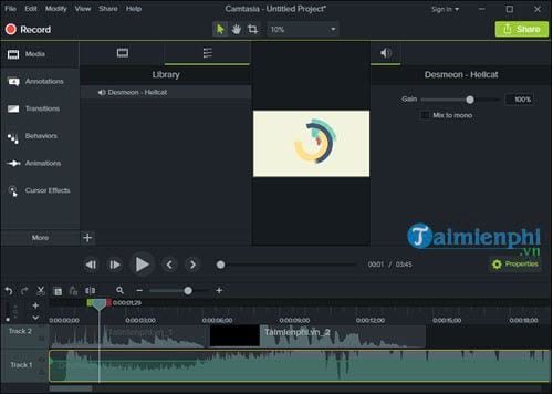 cach chinh am thanh bang camtasia studio 2