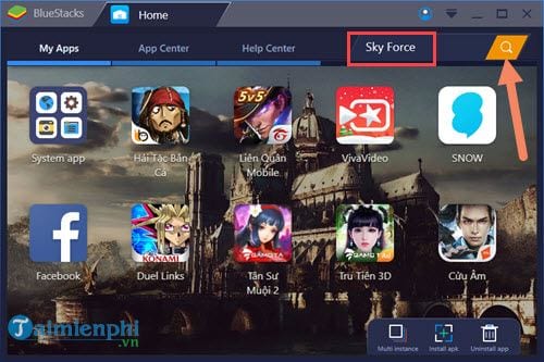 how to play sky force on bluestacks 2