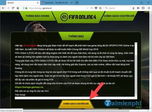 Cách chuyển tài khoản FIFA Online 3 sang FIFA Online 4