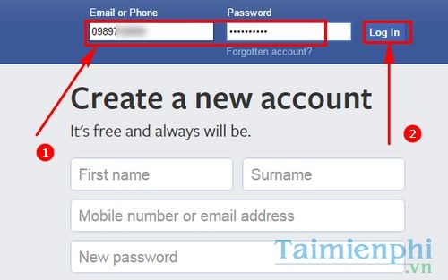 Cách đăng nhập Facebook bằng số điện thoại