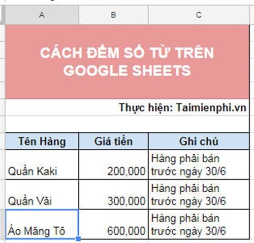 cach dem so tu tren google sheets 2