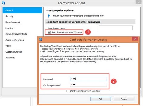 Đặt mật khẩu cho TeamViewer tự khởi động cùng Windows
