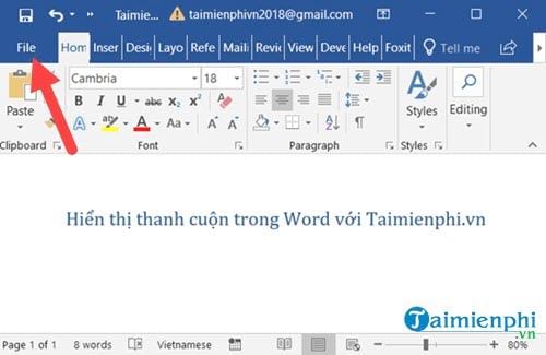 cach hien thi thanh cuon trong word 2
