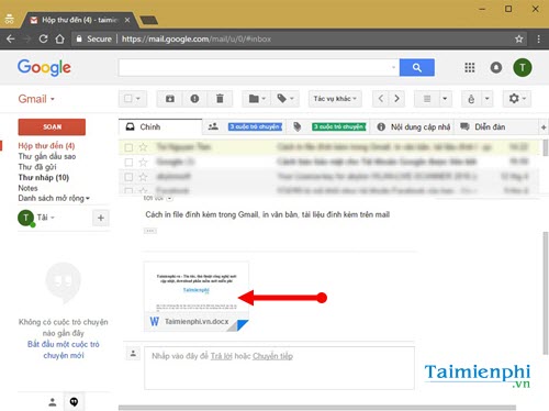 Cách in file đính kèm trong Gmail, in văn bản, tài liệu đính kèm trên mail