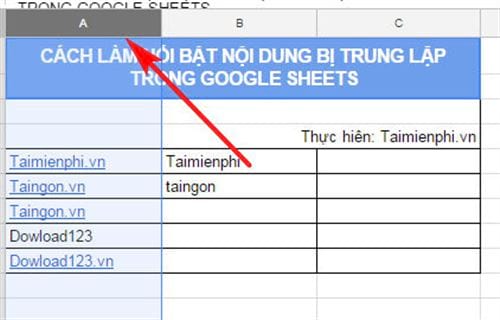 Cách làm nổi bật nội dung trùng lặp trong Google Sheets online