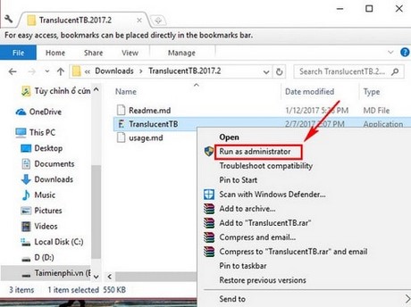 Cách làm trong suốt thanh Taskbar trên Windows 10 bằng TranslucentTB 1