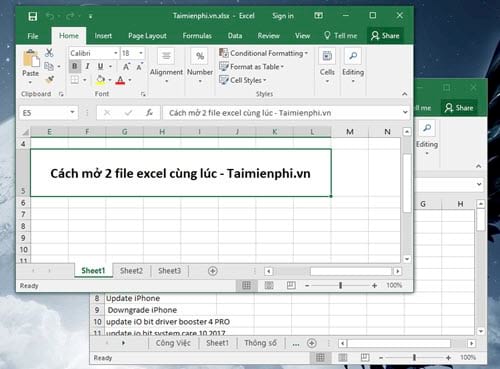 Cách mở 2 file Excel cùng lúc, Open nhiều file trên Excel 2003, 2007, 2010, 2013, 2016