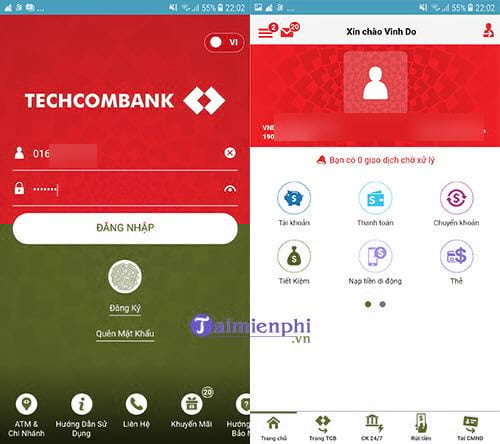 cach nap tien dien thoai tu techcombank 2
