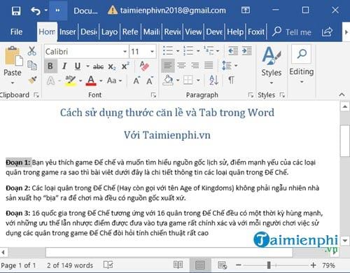 cach su dung thuoc can le va tab trong word 2