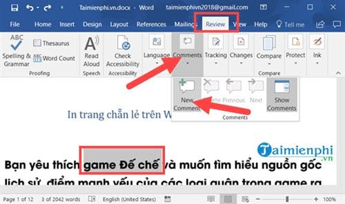 Cách tạo comment trong Word, tạo và xóa comment