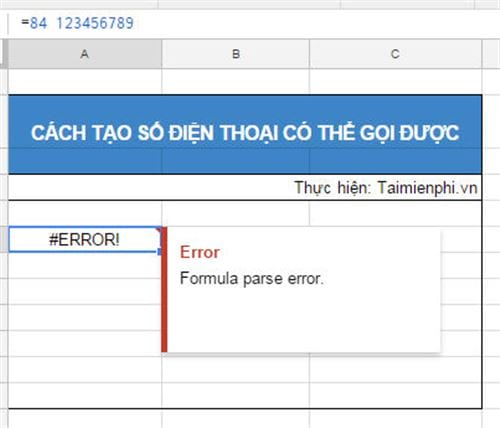 Cách tạo số điện thoại có thể gọi được trên Google Sheets