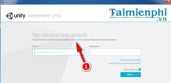 tao tai khoan unity