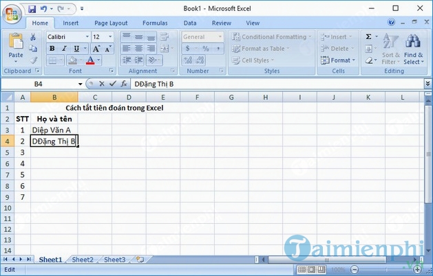 Cách tắt tiên đoán trong Excel, tắt gợi ý trong excel 2016, 2010, 2003