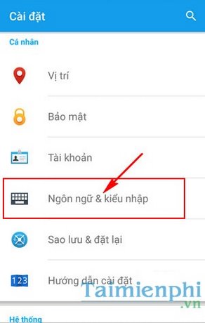 thay doi ban phim android