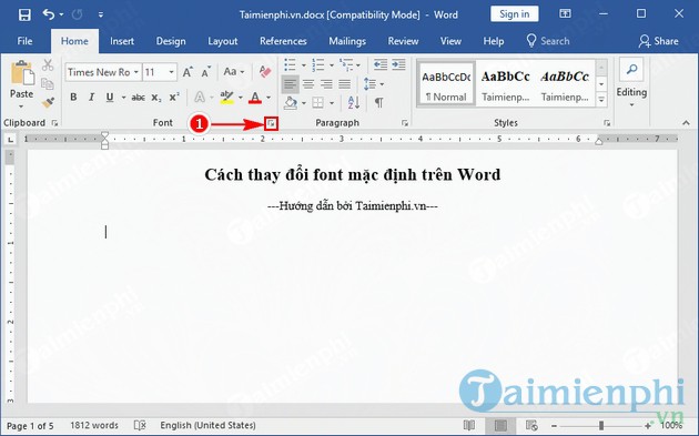 Cách thay đổi font mặc định trên Word