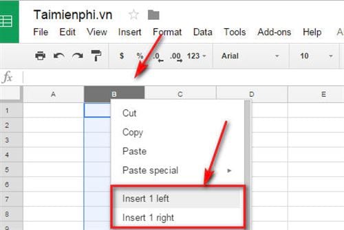 Cách thêm cột, hàng trong Google Sheets