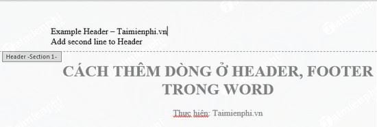 Cách thêm dòng ở Header, Footer trong Word