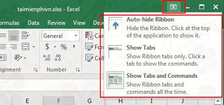 cach thiet lap ribbon trong excel 2016 2