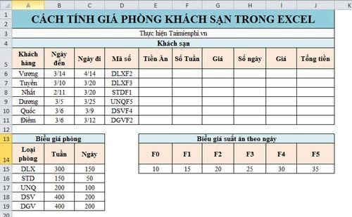 cach tinh gia phong khach san trong excel dung ham vlookup hlookup mod int left va right 2