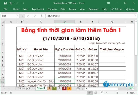 cach tinh thoi gian lam them bang excel 2