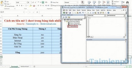 Cách ưu tiên mở 1 Sheet trong bảng tính nhiều Sheet