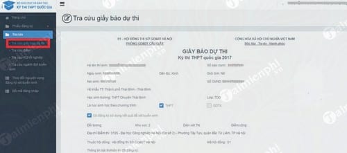 cach xem giay bao du thi thpt quoc gia online 2