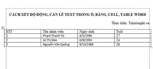 cach xet do rong can le text trong o bang cell table word 2
