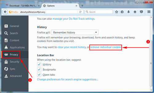 Cách xóa Cookies của một trang web trên Firefox