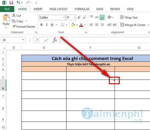 Cách xóa ghi chú, comment trong Excel