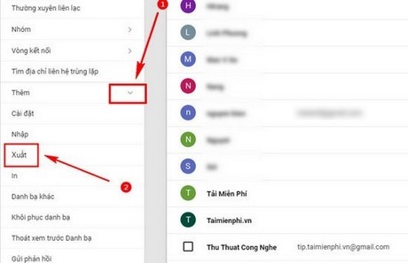 Cách xuất danh bạ từ gmail, lưu toàn bộ Email trong Gmail định dạng CSV