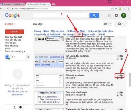 Cài phím tắt trong Gmail, tùy chỉnh hotkey trong Gmail