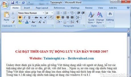 Word - Tự động lưu văn bản khi đang soạn thảo trong Word 2007