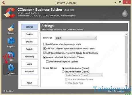 CCleaner - Kích hoạt tính năng xóa dữ liệu an toàn