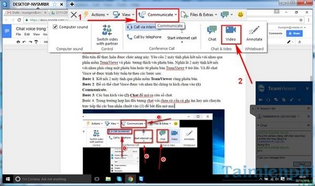 chat video trong teamviewer