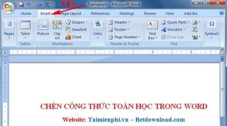 chen cong thuc toan hoc trong word 2007