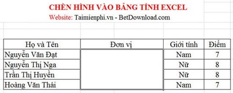 chen hinh anh vao bang tinh excel